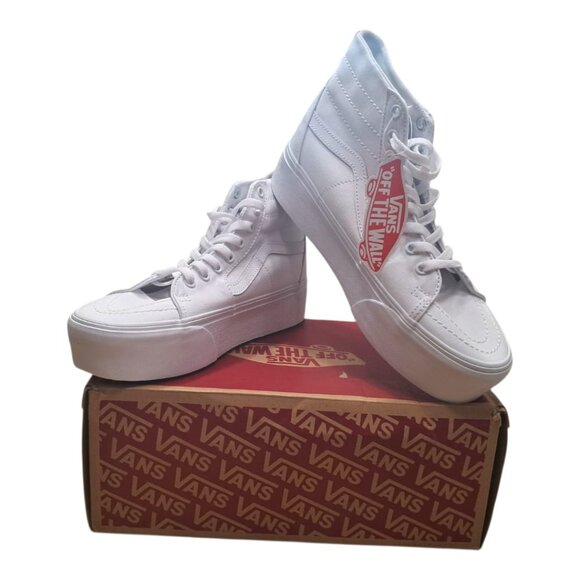 NWT Vans Sk8-Hi Tapered Stackform Shoes- White -Size: Men 8.5/ Women 10 (26.5 cm - Picture 2 of 14